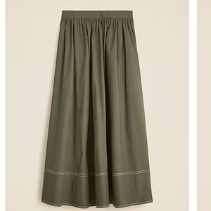 J Crew Contrast-stitch Midi Skirt in Cotton Poplin